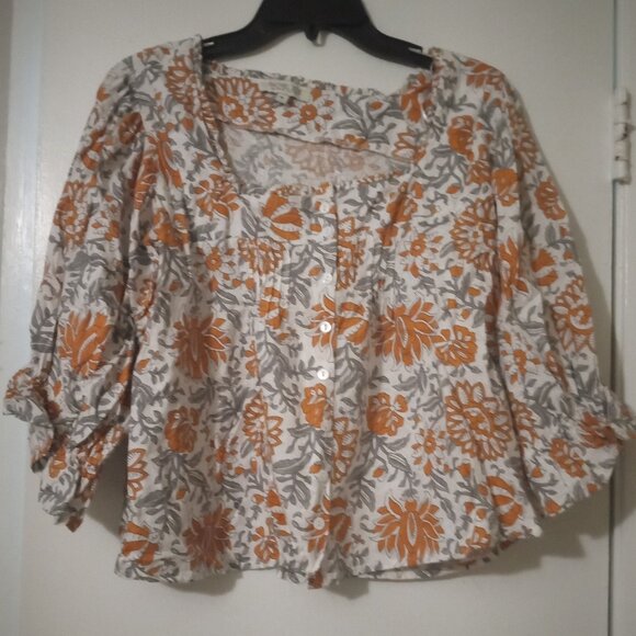 Rachel Zoe women's top sizeM parsley babydoll milkmaid regency long sleeves - Picture 1 of 8